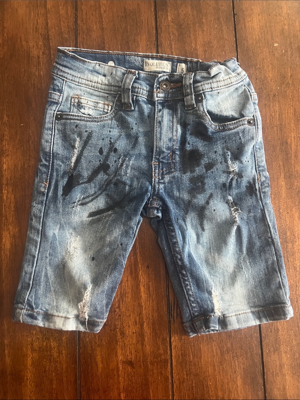 Kids Blue Distressed Denim Shorts - Brand: